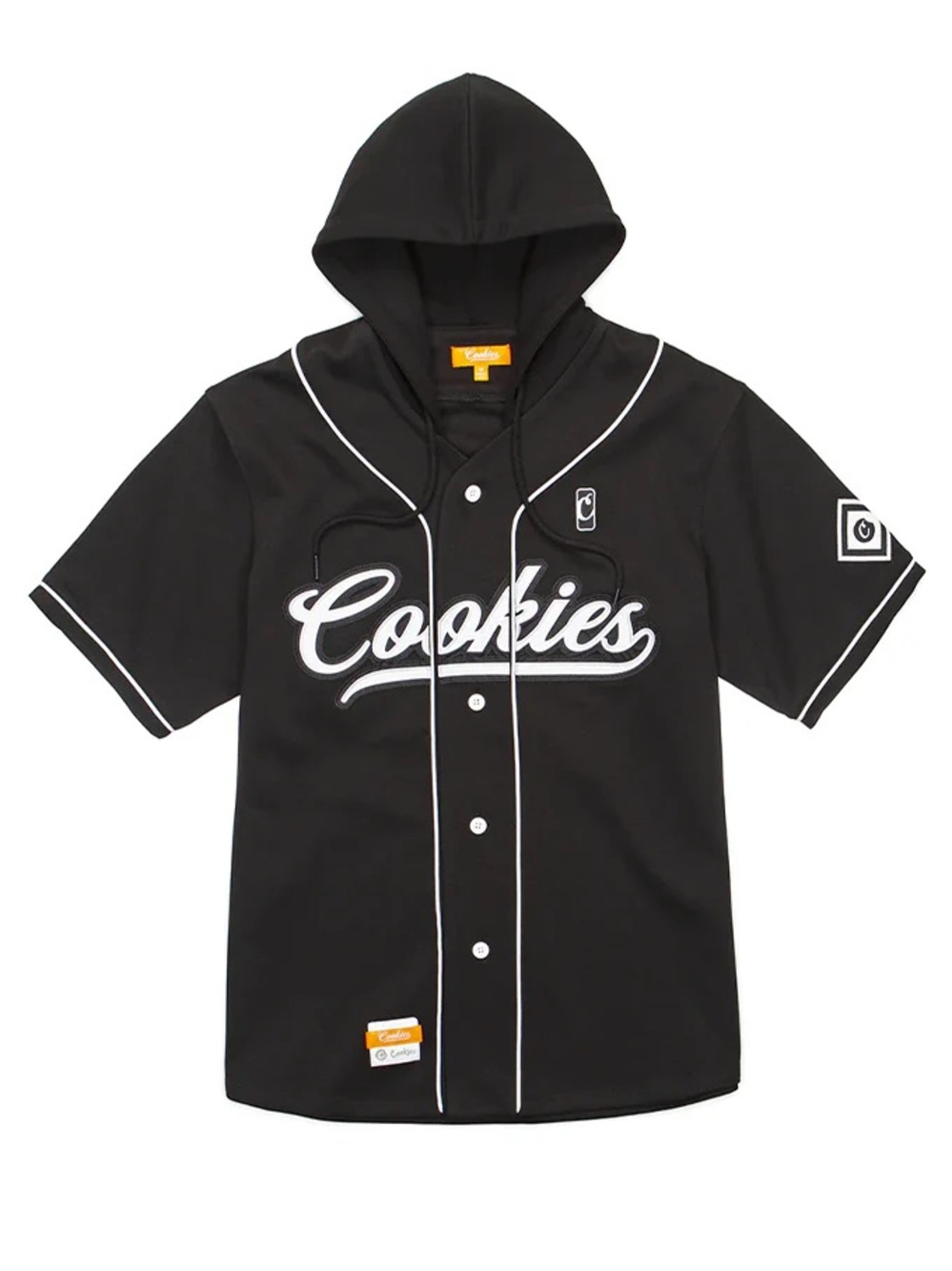 COOKIES SF HOODIE Mens Medium Jersey Black Spellout Baseball Button Skateboard